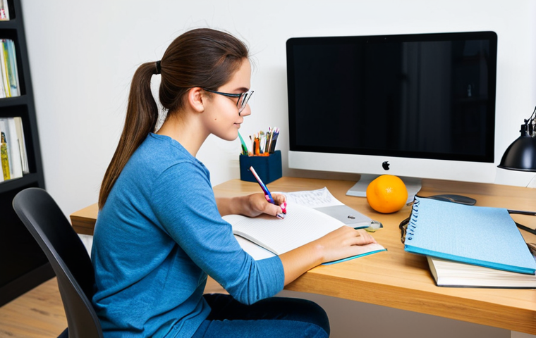 전자기술사 시험 준비를 위한 멘탈 관리 - Focused Study Session**

"A student in a brightly lit, organized home office studying textbooks and ...