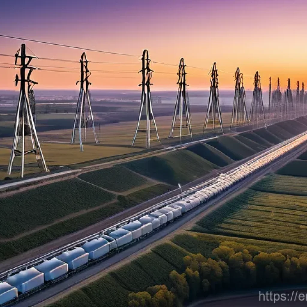 전자기술사와 관련된 전력 시스템 이론 - **Prompt:** "A panoramic aerial view at dawn, capturing the immense scale of the modern electricity ...