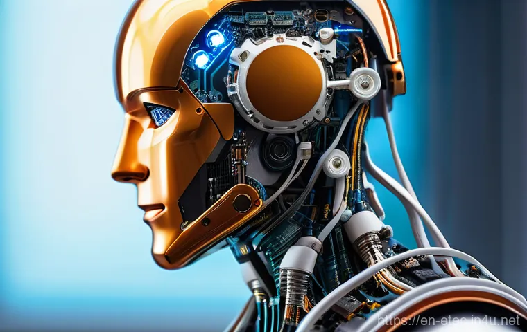 전자기술사와 로봇 공학의 융합 - **Prompt:** A highly detailed, close-up shot showcasing the complex internal electrical architecture...