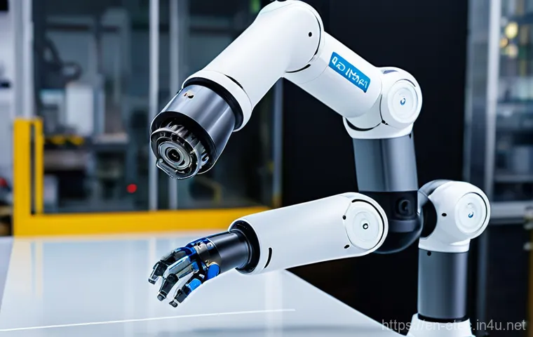 전자기술사와 로봇 공학의 융합 - **Prompt:** A sleek, industrial-style robot arm, equipped with an array of integrated sensors (inclu...