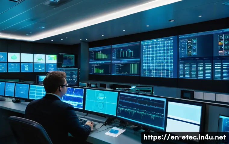 전자기술사와 관련된 국제 표준 이해 - A modern industrial control room featuring engineers working on substation automation systems, multi...